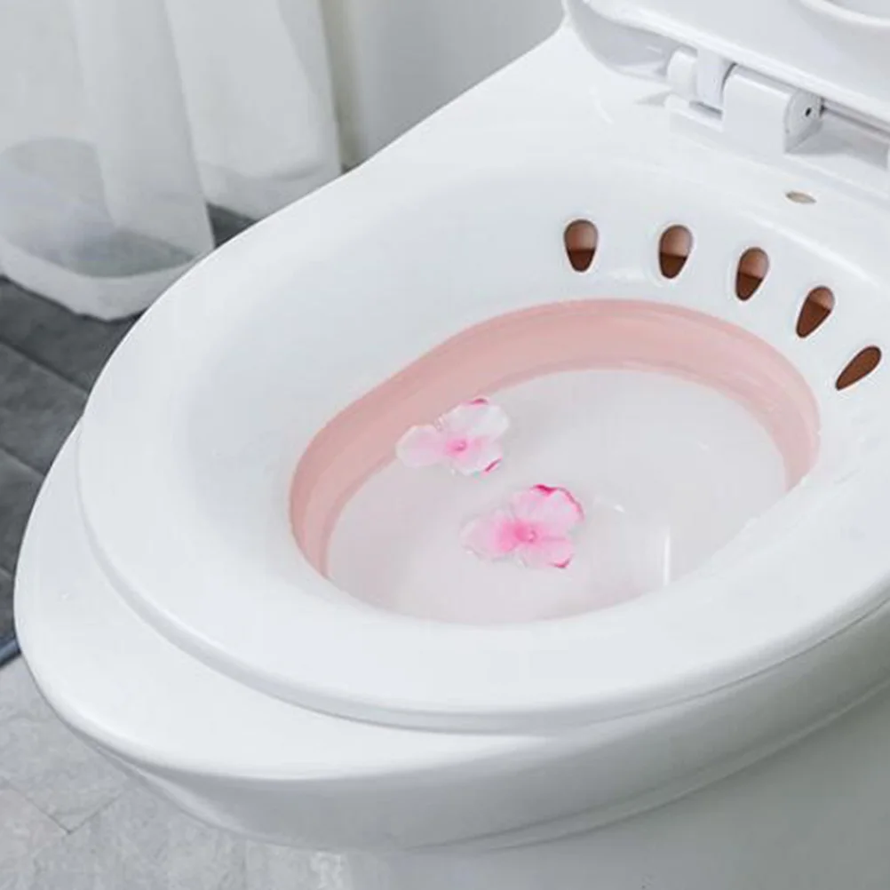 

1Pc Premium Medical Macromolecular Material Sitz Bath Folding Design Pregnant Women Wash Potty Maternal Toilet Pink
