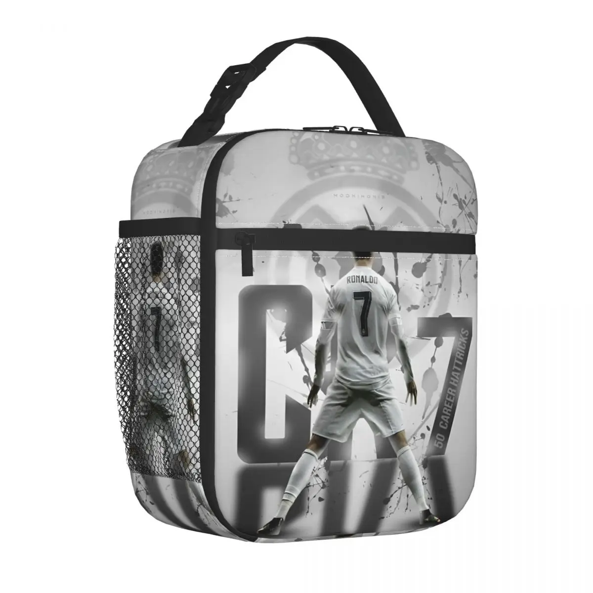 Sac à déjeuner isolé avec affiche de football CR7, sac thermique   Conteneur à déjeuner fourre-tout haute capacité, boîte à déjeuner, sacs à main alimentaires, bureau en plein air