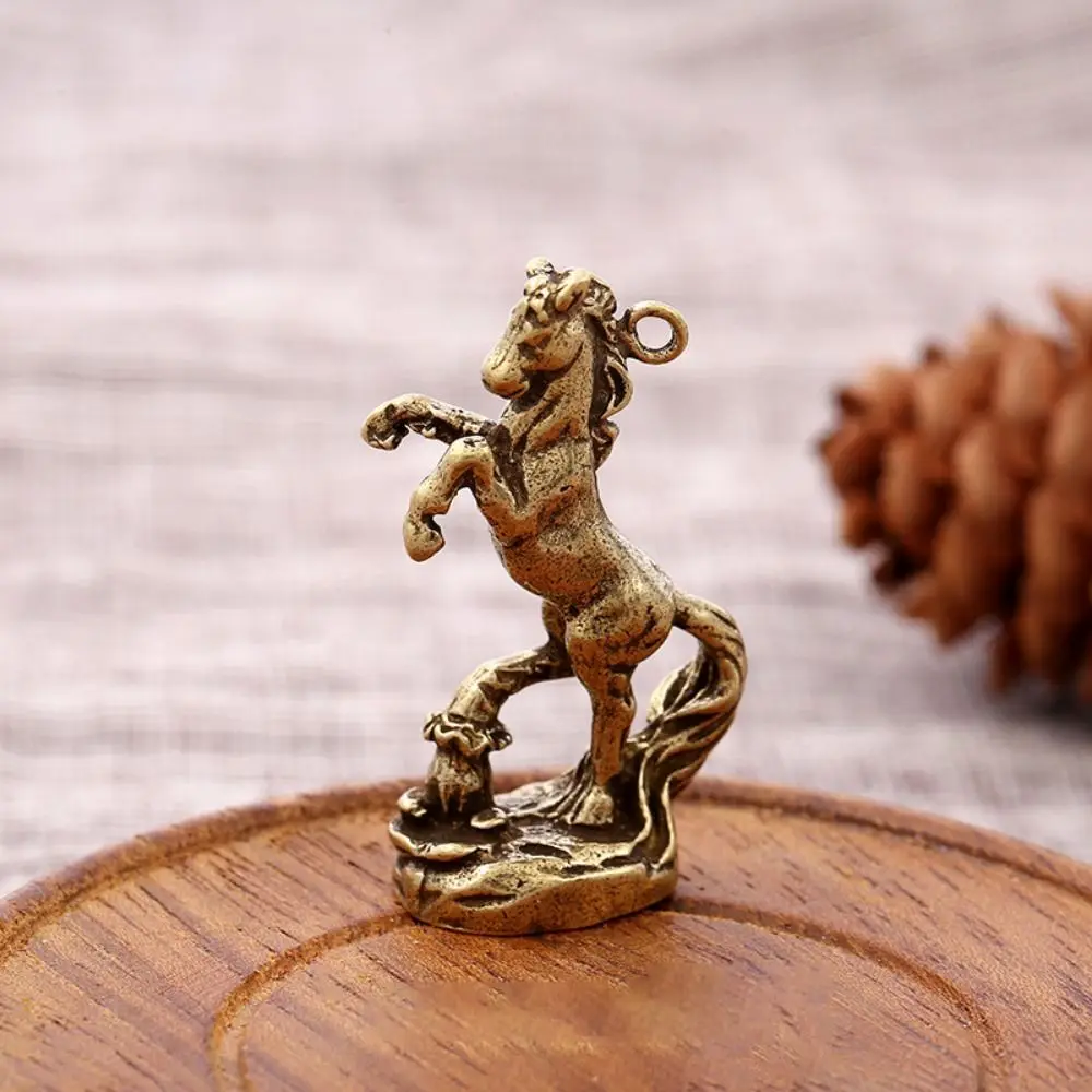 Creative Chinese Style Zodiac Horse Figurines Antique 3D Horse Miniature Solid Brass Simulation Animal Ornament Animal Toy