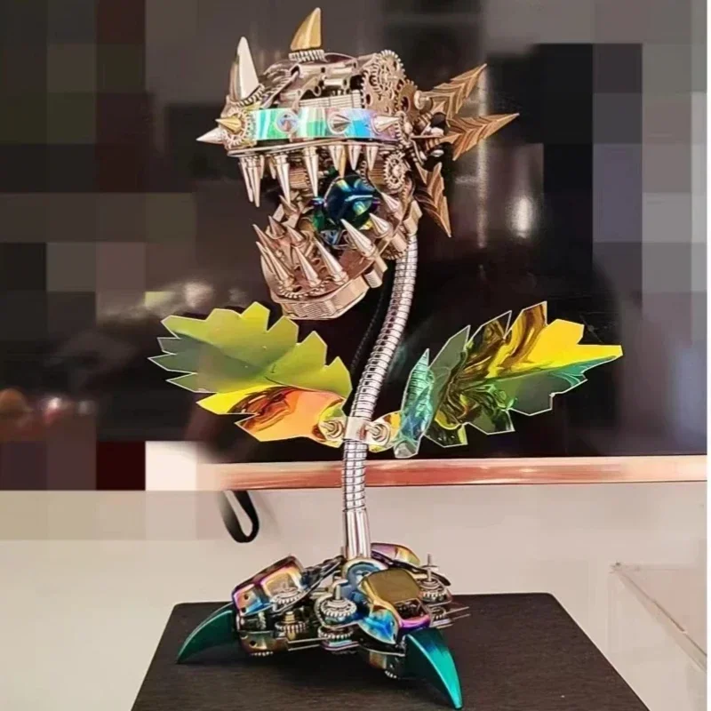 DIY 3D Puzzle Chomper Flower Metal Assembly Kits Mechanical Steampunk Plant Model DIY Kit Kids Adults Gifts