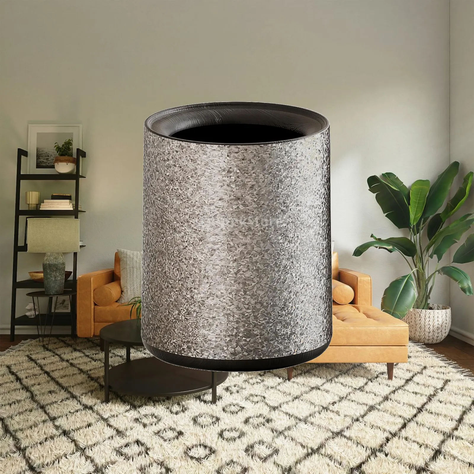Trash Bin with Inner Inner Can Compact Open Top Trash Bin Cylindrical Wastebasket Space-Saving Waste Container Easy to Clean