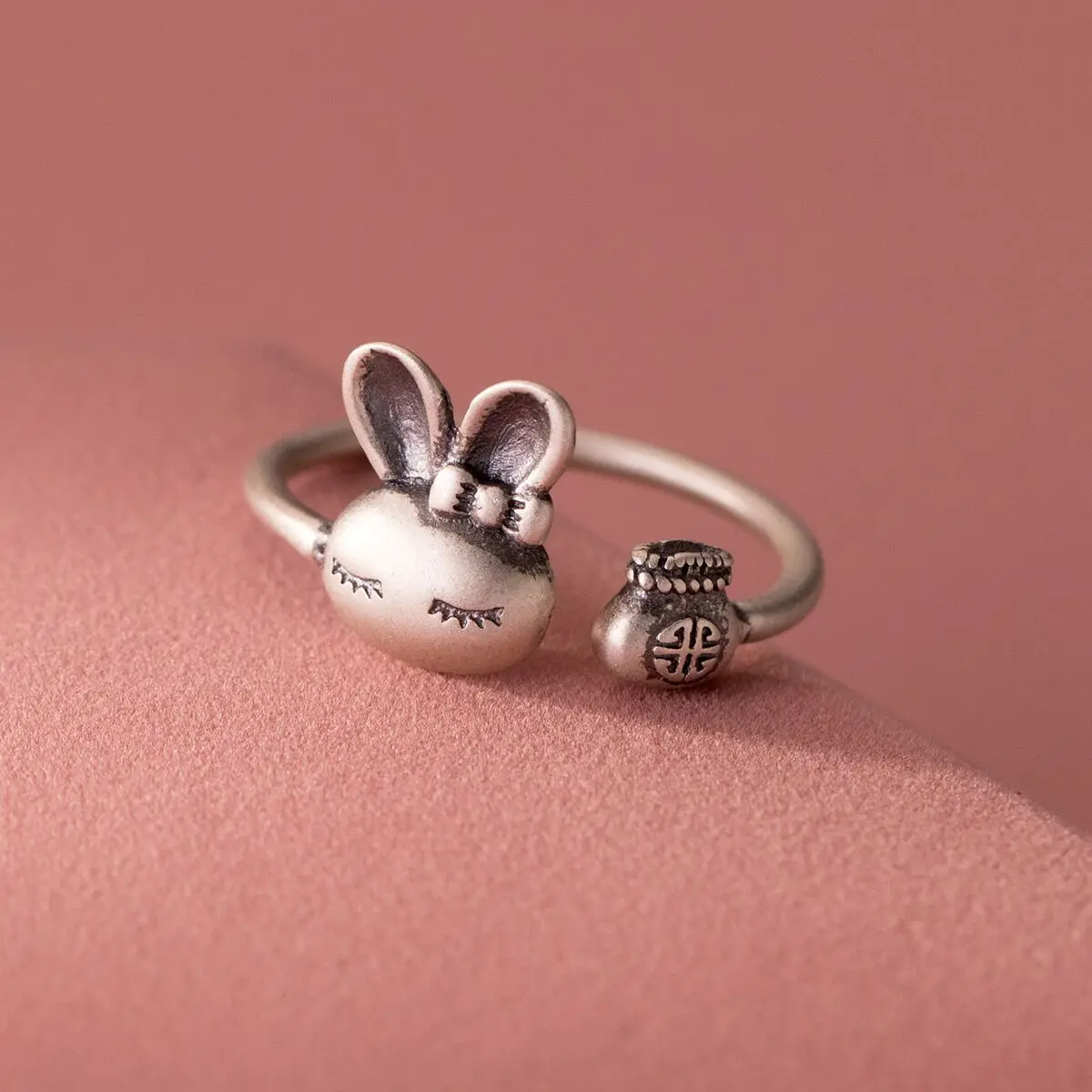 Women's Retro Rabbit 925 Sterling Silver Opening Ring