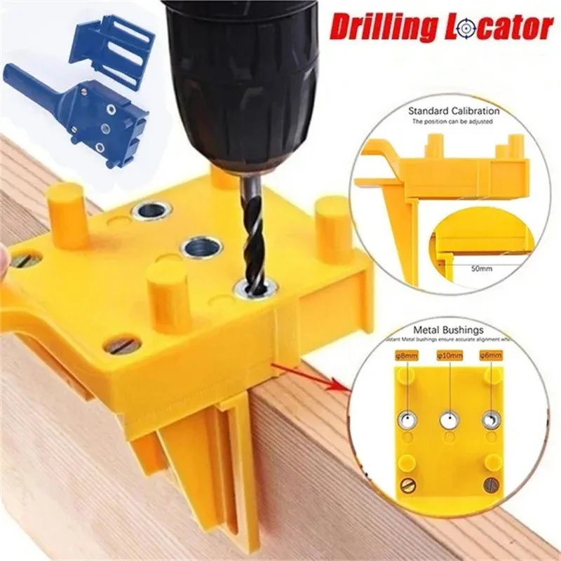 Strumento per la lavorazione del legno Guida per trapano portatile Strumenti per sega a tazza Lavorazione del legno Tasselli Jig Punte da trapano Localizzatore di foratura Localizzatore di fori diritti