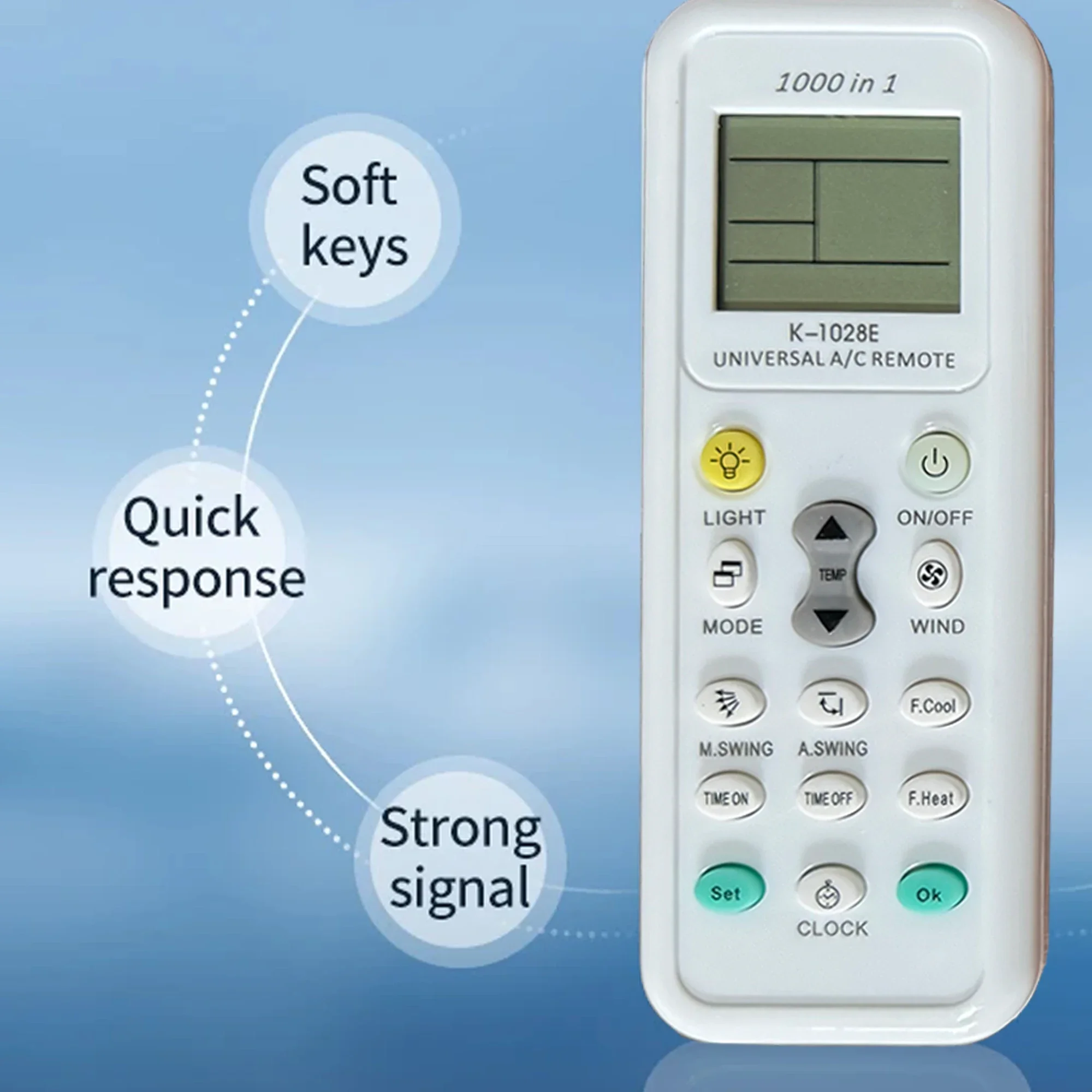 K-1028E Universal Air Conditioner A/C Remote Control,Fit for Haier, Geli,Hitachi, Panasonic, LG, Sharp, Gree, Midea, Bosch, Tosh