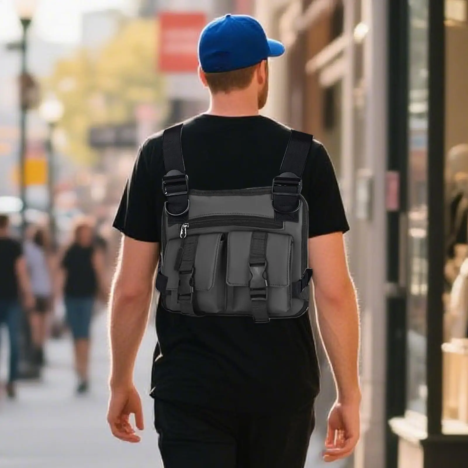 

Chest Pack For Men Adjustable Lightweight Chest Bag Personal Defense Equipment For Travel Hydration Fitness Training Biking