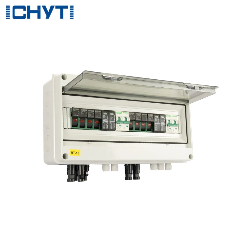 CHYT Solar PV DC 4-in-2-out Lightning Protection Fuse Combiner Box DC600V Complete Set 600V