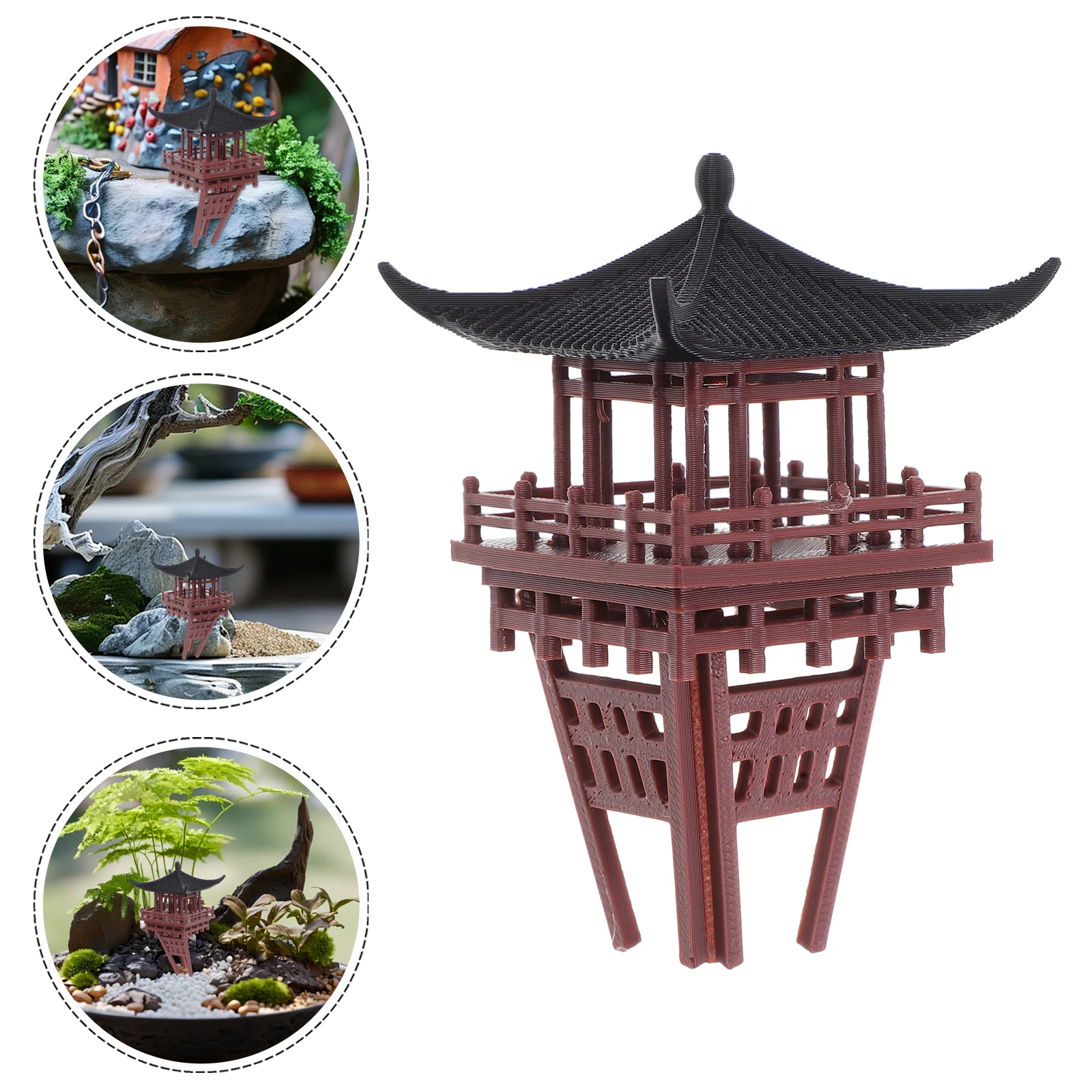 Chinese Retro Building Architecture Fish Tank Landscaping Ornament For Micro Landscape Sand Table Layout Prop Plastic Pavilion