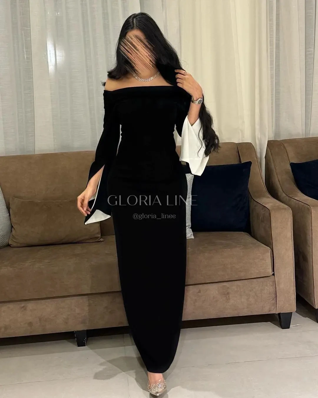 Black Sexy Evening Dress Boat Neck Vintage Prom Dresses Mermaid Long Sleeves Vestidos De Fiesta Floor Length Saudi Arabia 2024