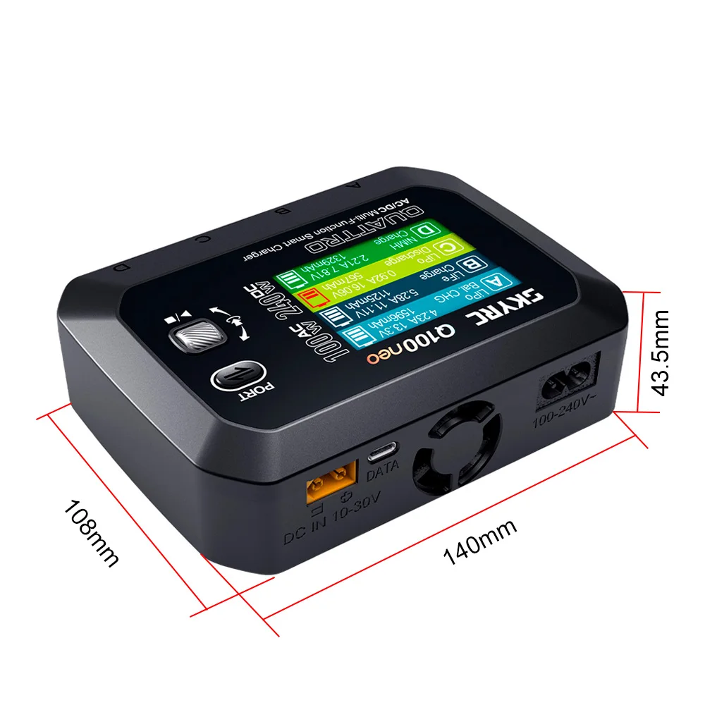NEW SKYRC Q100neo AC/DC Multi-Function Smart Charger 2.8inch AC 100W DC 240W For LiPo/LiHV/LiFe/Lilon/NiMH/NiCd/Pb Charger
