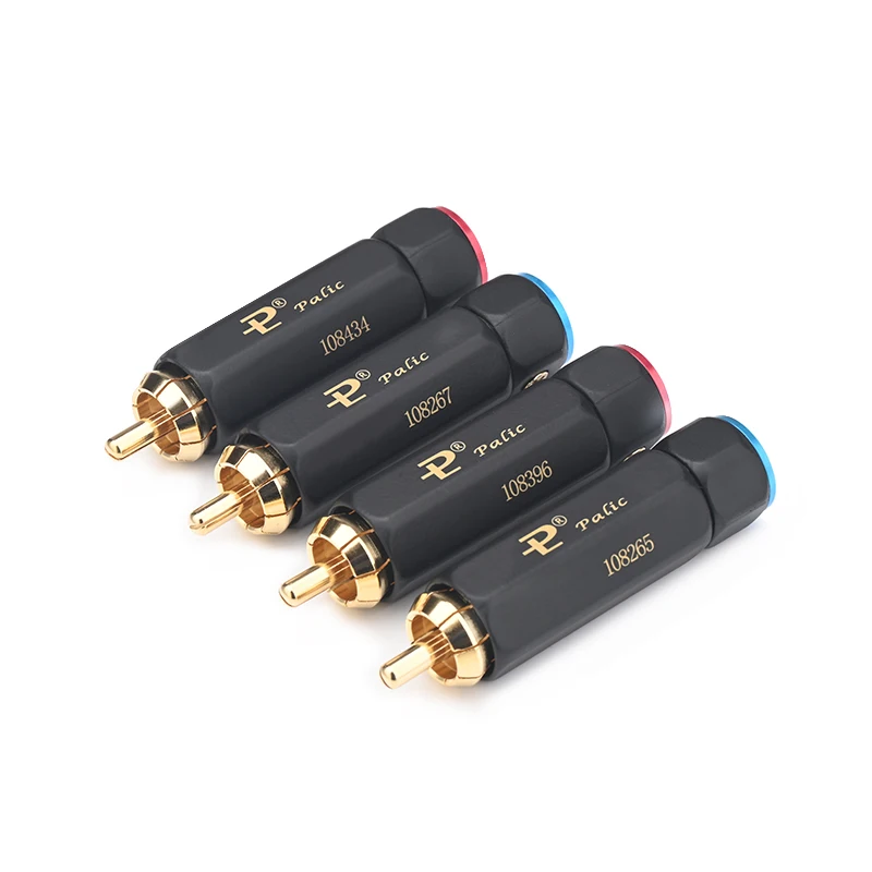 High Quality 4PCS RCA Plug Gold-plated Hi-end Self-locking RCA Male Jack Connector for DIY Audio Cable