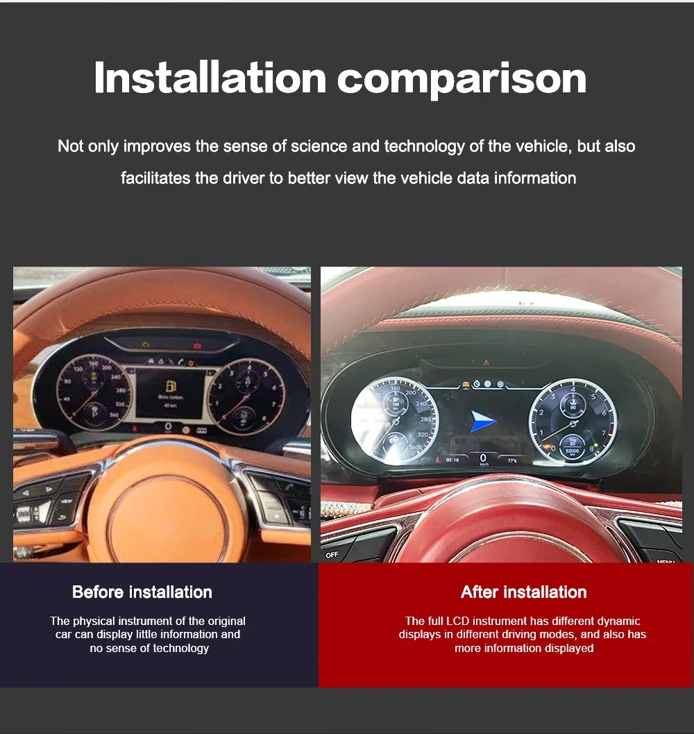

Модернизация цифрового ЖК-кластера для Bentley Bentayga Flying Spur Continental GT 2005 ~ 2019 автомобильная панель приборной панели Carplay