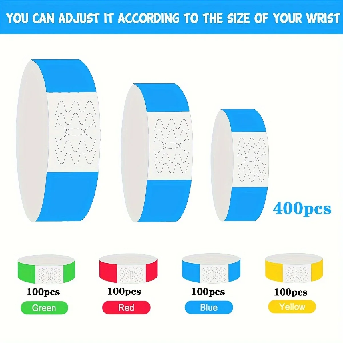 أساور معصم Tyvek الملونة، أساور مناسبات مقاومة للعبث للحفلات والحفلات الموسيقية والتحكم في الوصول VIP، وتحديد الدخول المقاوم للماء