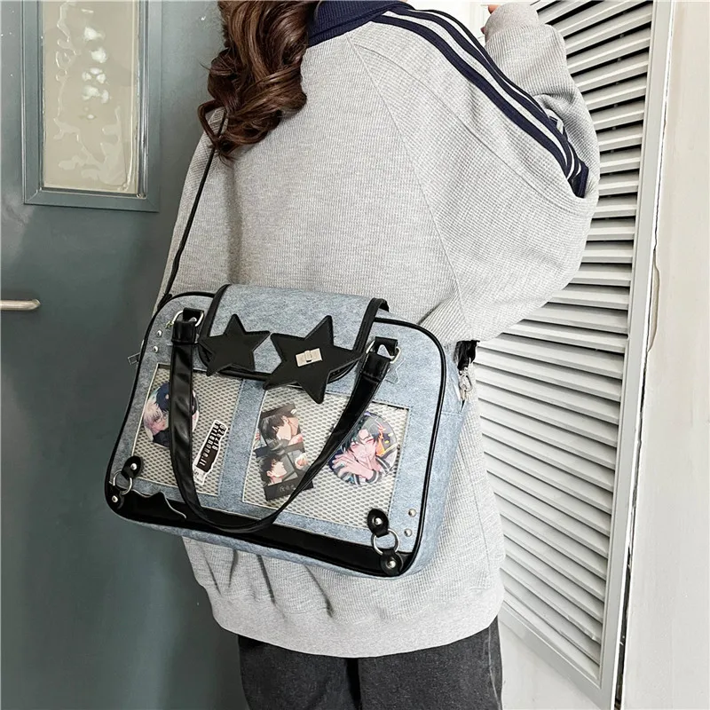 Trendy Ita Bag Lolita Girl Transparent Pocket Fashion Crossbody Bag Women's DIY Display Shoulder Bag Cute Purse Handbag  tote