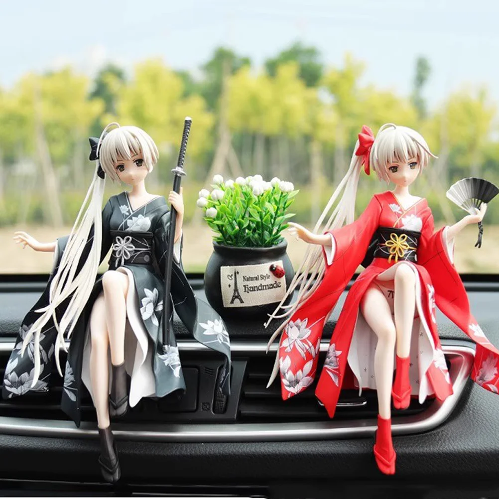 Anime Black Red Kasugano Sora PVC Action Figurine Collection Sitting Position Model Lovely Desktop Car Decoration Toys Kid Gifts