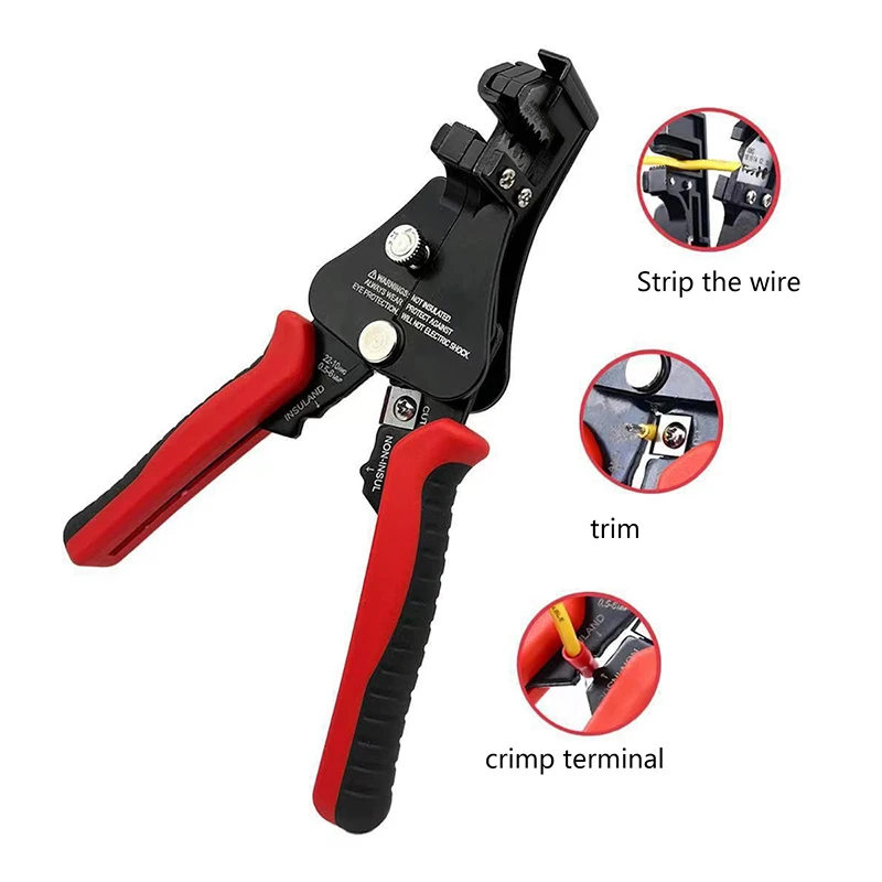 Rentang Pengupasan Pengupas Kawat Multifungsi 0.5-6Mm AWG22-10 dengan Pemangkas Benang & Terminal Tang Crimping Alat Listrik