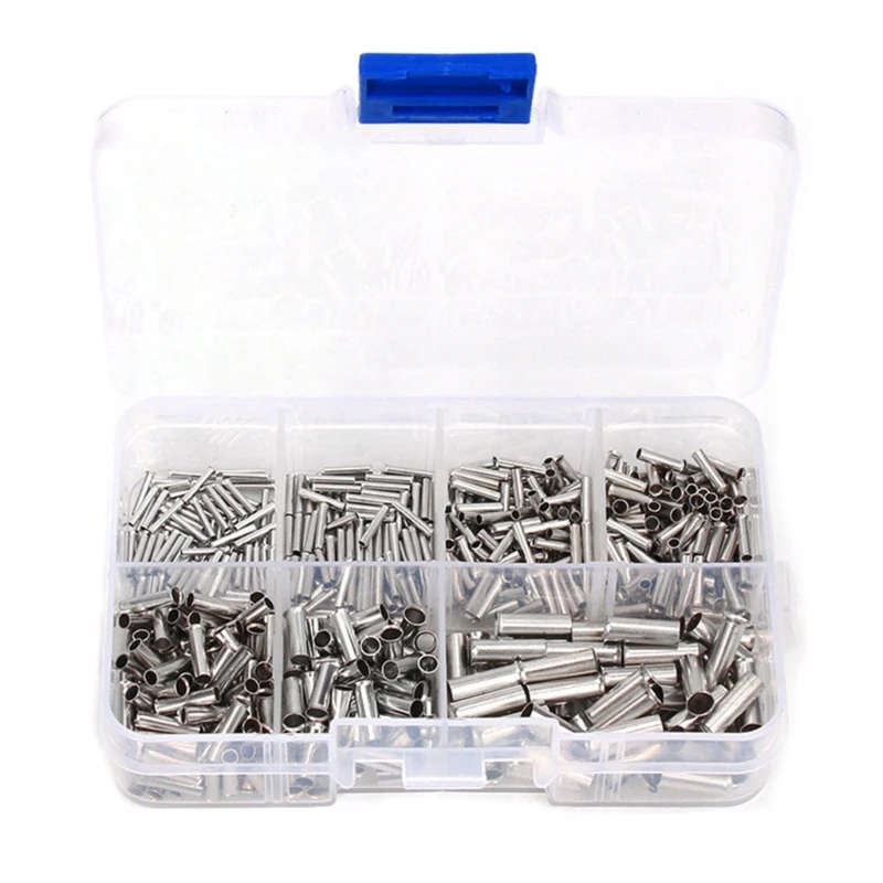 600pcs Wire End Ferrules Assortment Uninsulated Cable Sleeves Set Wire End Ferrules Set Mix Size for Wire Connection
