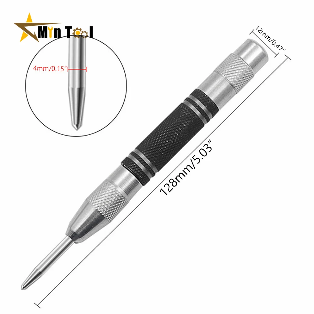 Strong Automatic Center Punch Kerner Positioning Spring Loaded Adjustable Marker Wood Glass Press Dent Metal Drill Tool