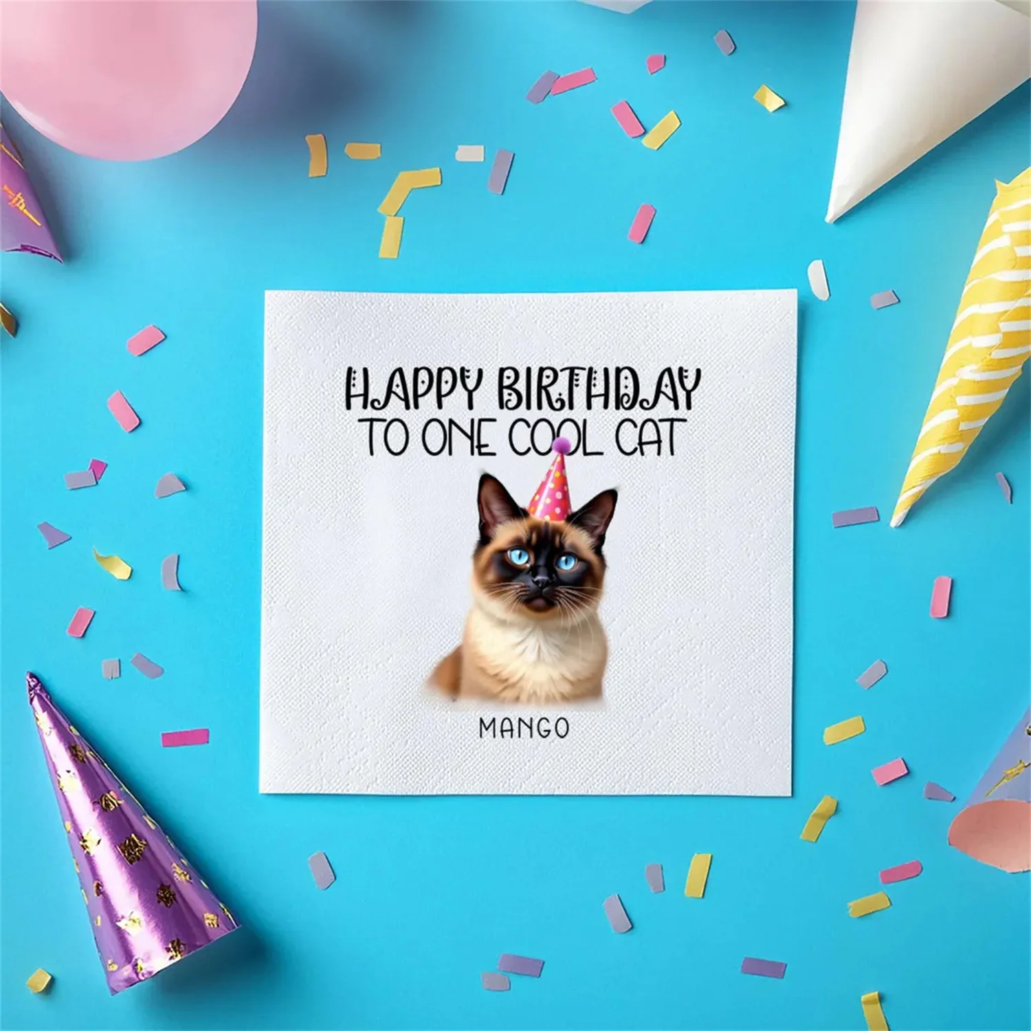 50 PCS Personalized Cat & Pet Birthday Napkins | Custom Dog Napkins | Pet Themed Holiday Napkins | Pet Design Napkins | Cocktail