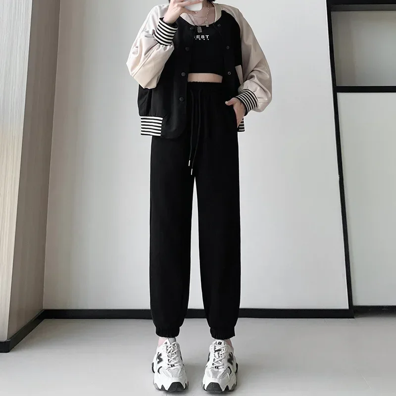 Koreaanse Mode Casual Vrouwen Broek Herfst Winter Hoge Taille Wijde Pijpen Broek Dikke Vrouwelijke Rechte Lange Broek Broek Y2k Kleding