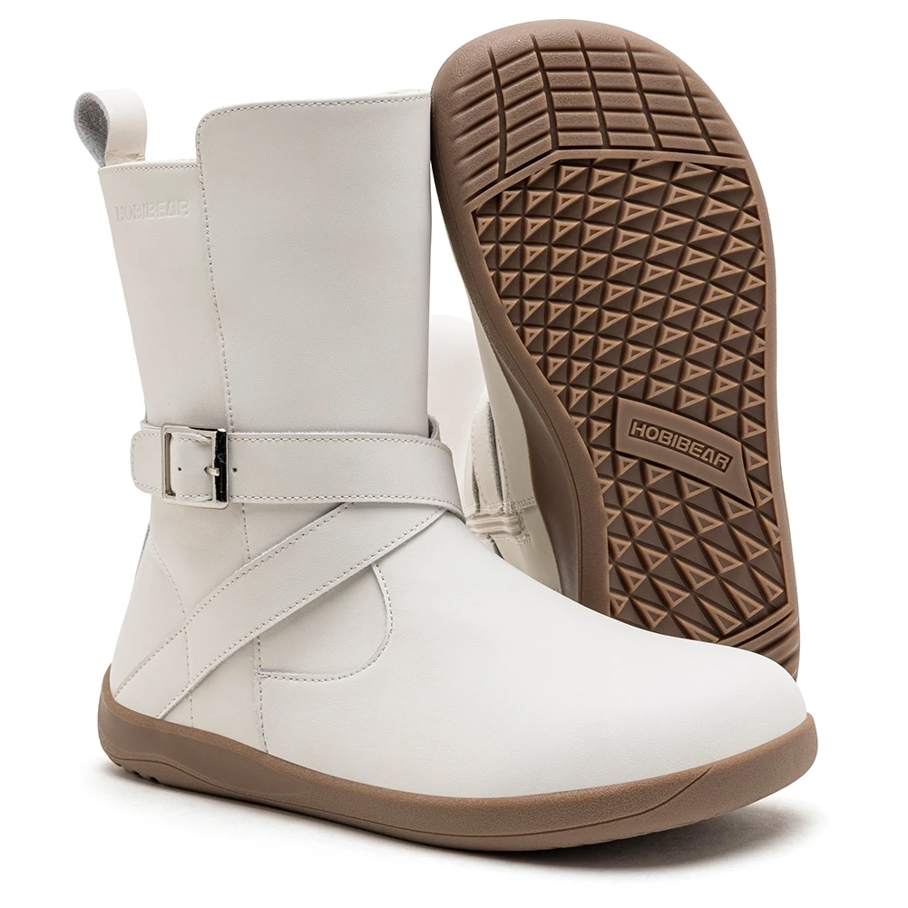 Women'S Shoes Wide Width - HOBIBEAR รองเท้าบูทหุ้มข้อแบบกว้างสำหรับผู้หญิง หนังเทียม หุ้มข้อระดับกลาง ซิปด้านข้าง น้ำหนักเบา