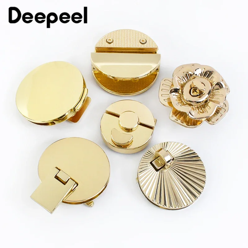 Gold Metal Fecho Turn Lock Twist Locks, saco Decoração Buckles, bolsa, bolsa de fechamento Fechos, DIY Hardware Substituir Acessórios, 1Pc