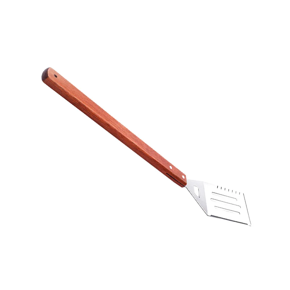 

Multi Purpose Frying Spatula Stainless Steel Barbecue Shovel Serrated Edge Wooden Handle Cooking Utensils Large Steaks Meat