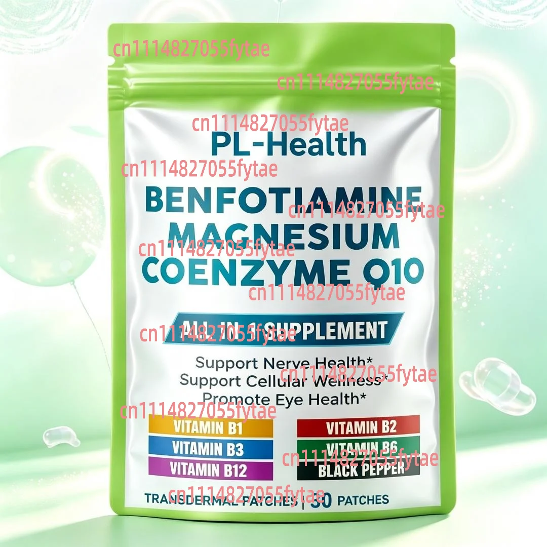 30 Patches Benfotiamine Transdermal Patches with Coenzyme Q10 - Supports Nerve Health, Cellular Wellness & Eye Health