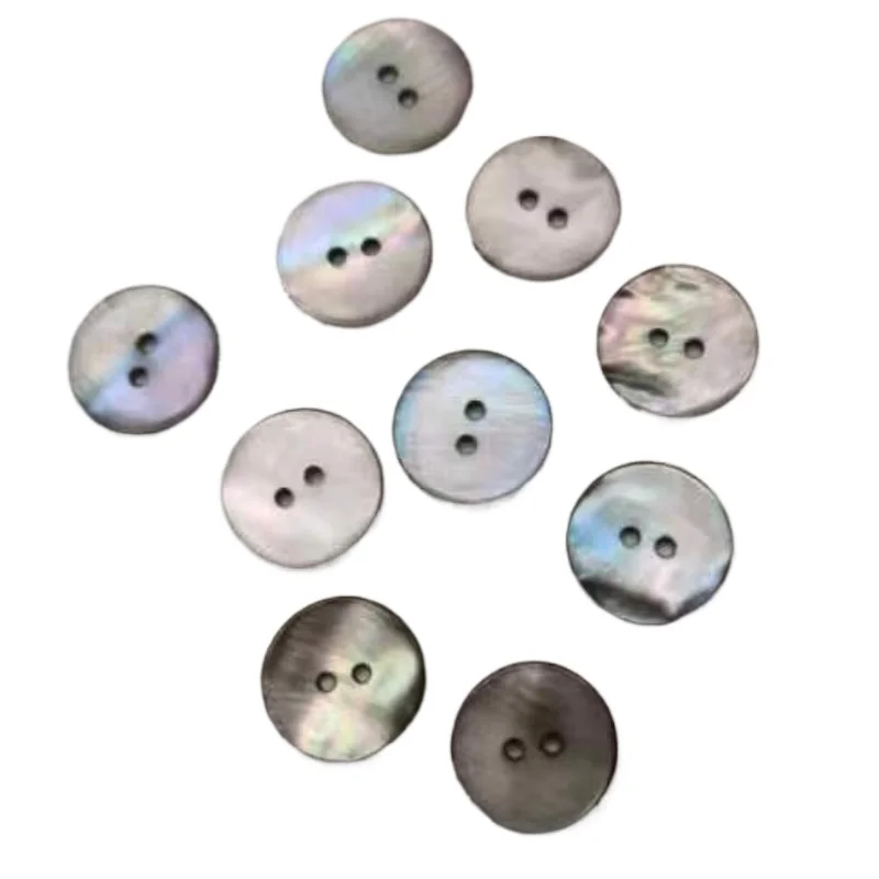 10PC Excellent Natural Black Mother of Pearl Dazzling 2-holes Flatback Button Custom Clothe Suit Sewing Craft Scrapbooking Decor