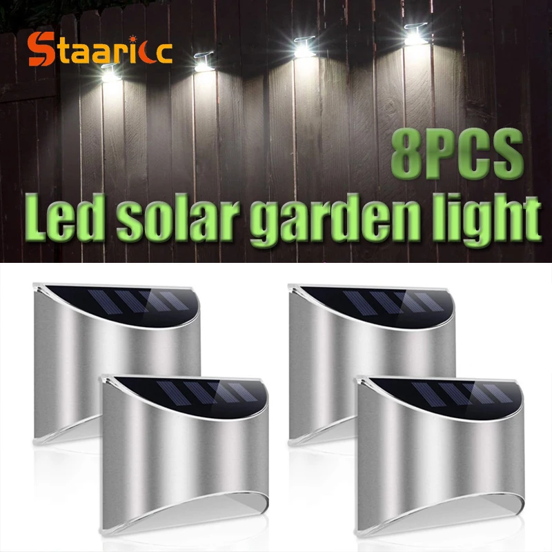 Lámpara Solar de Jardín de 6 Piezas, Lámpara de Pared de Acero Inoxidable para Patio, Iluminación Exterior Impermeable, Lámpara de Emergencia para Patio, Escaleras, Jardín, Valla, Calle
