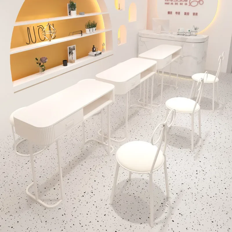 /*/Minimalist White Manicure Table Reception Square Cleaning Designer Nail Desk Light Luxury Modern Tavolo Per Unghie Furniture