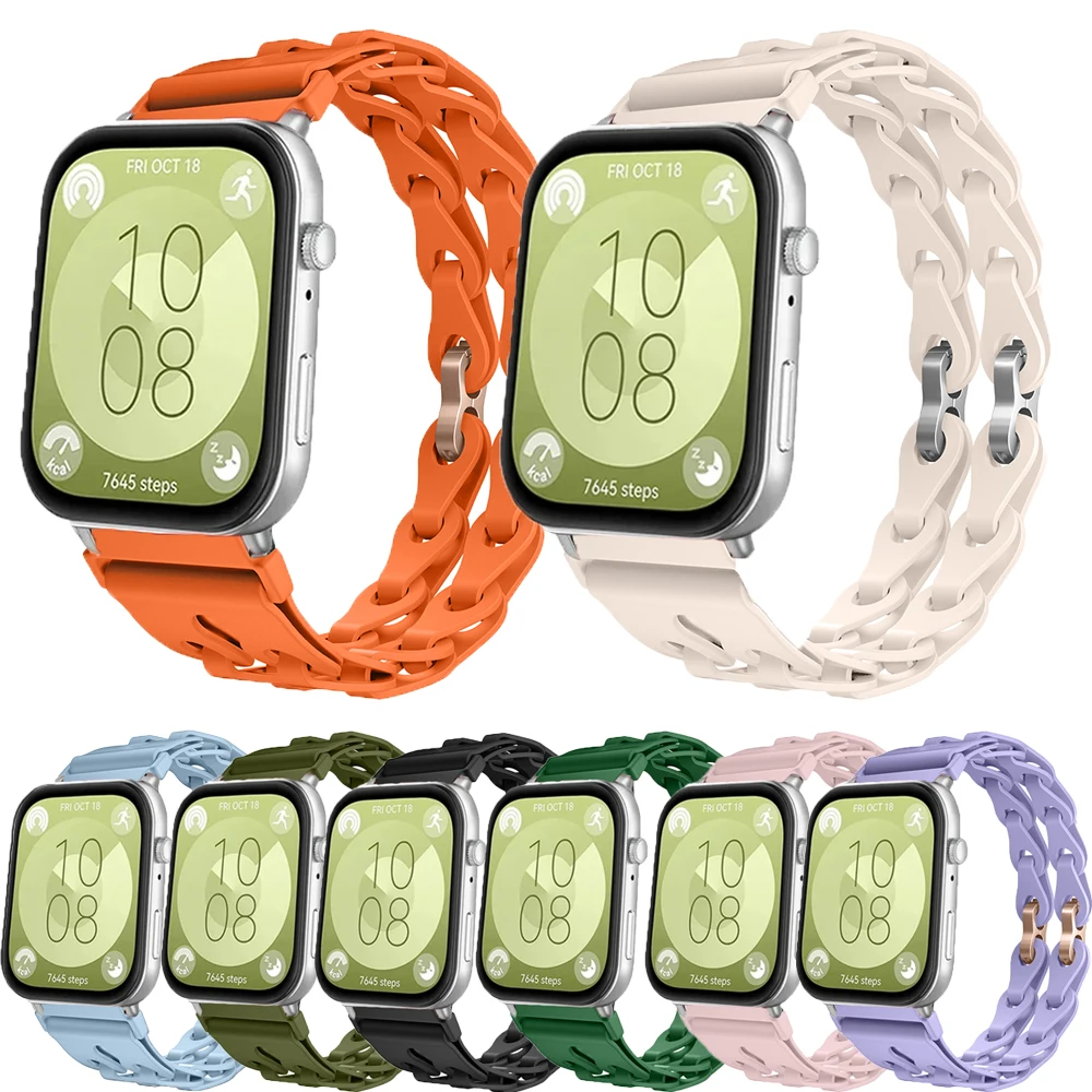 สายกลวงออกสำหรับนาฬิกาหัวเว่ยพอดีกับ3คู่สร้อยข้อมือที่มีสีสันสำหรับ Huawei Fit 3สายรัดข้อมือกีฬาอุปกรณ์เปลี่ยนได้