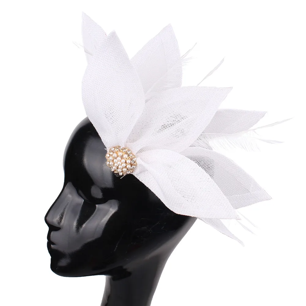 Eleganter Braut-Feder-Fascinator-Haarreif für Damen, Hochzeitskopfbedeckung, Haarschmuck für Kirche, Cocktailparty – Detail 7