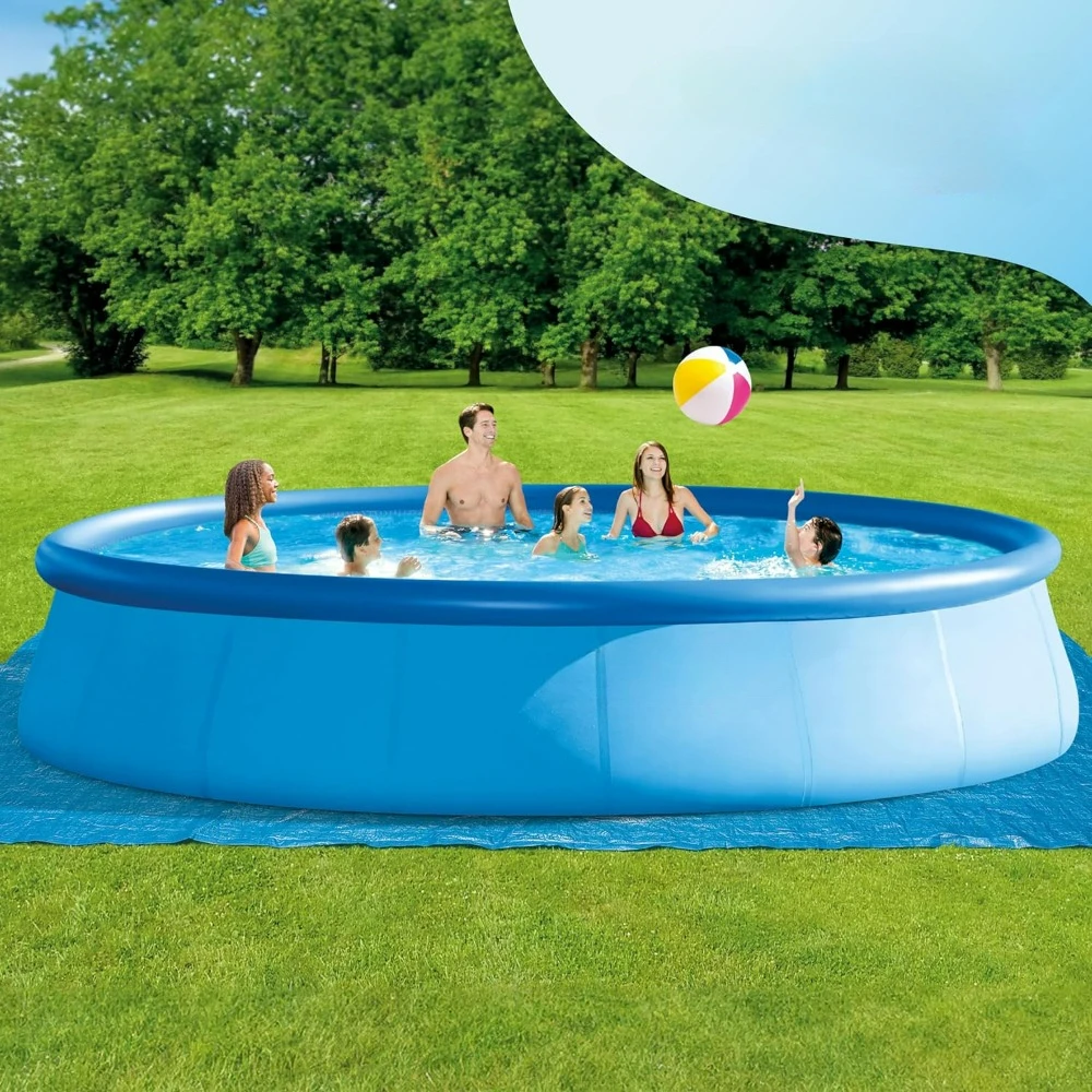 

Easy Set Round Outdoor Backyard Inflatable Swimming Pool Set with Cover and Filter for Pools Above Ground