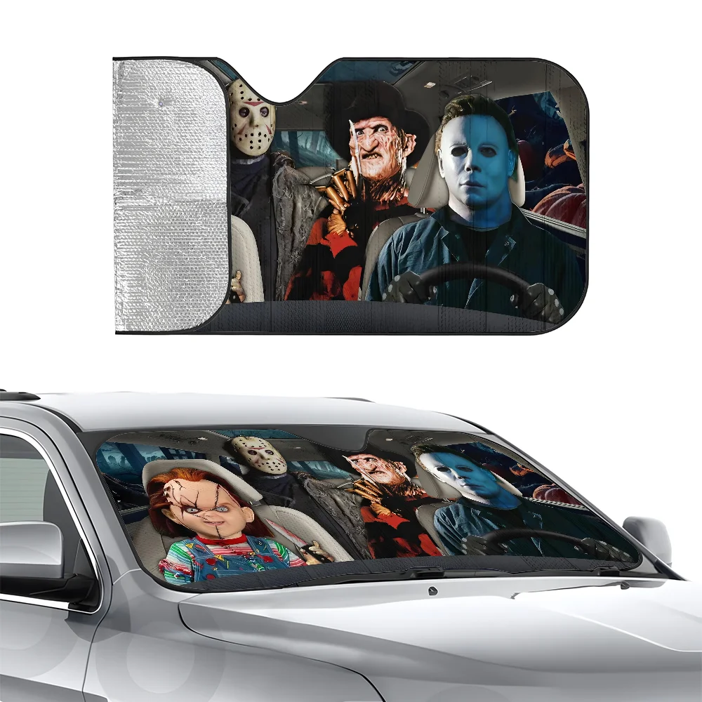 Horror Characters Car SunSha Three-layer Insulation Car Front Windshield Sun Sha Suction Cup Blocks UV Rays Sun