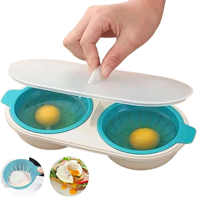 Microwave Egg Poacher Double Cup Egg Boiler Steam Creative Egg Poacher for Boiled Egg Egg Poacher Mold Kitchen Cooking Gadgets
