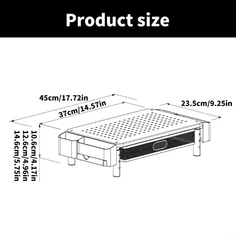 L41F 3 Chiều cao Cấp độ Màn hình kim loại Đứng máy tính xách tay với giá đỡ điện thoại ngăn kéo