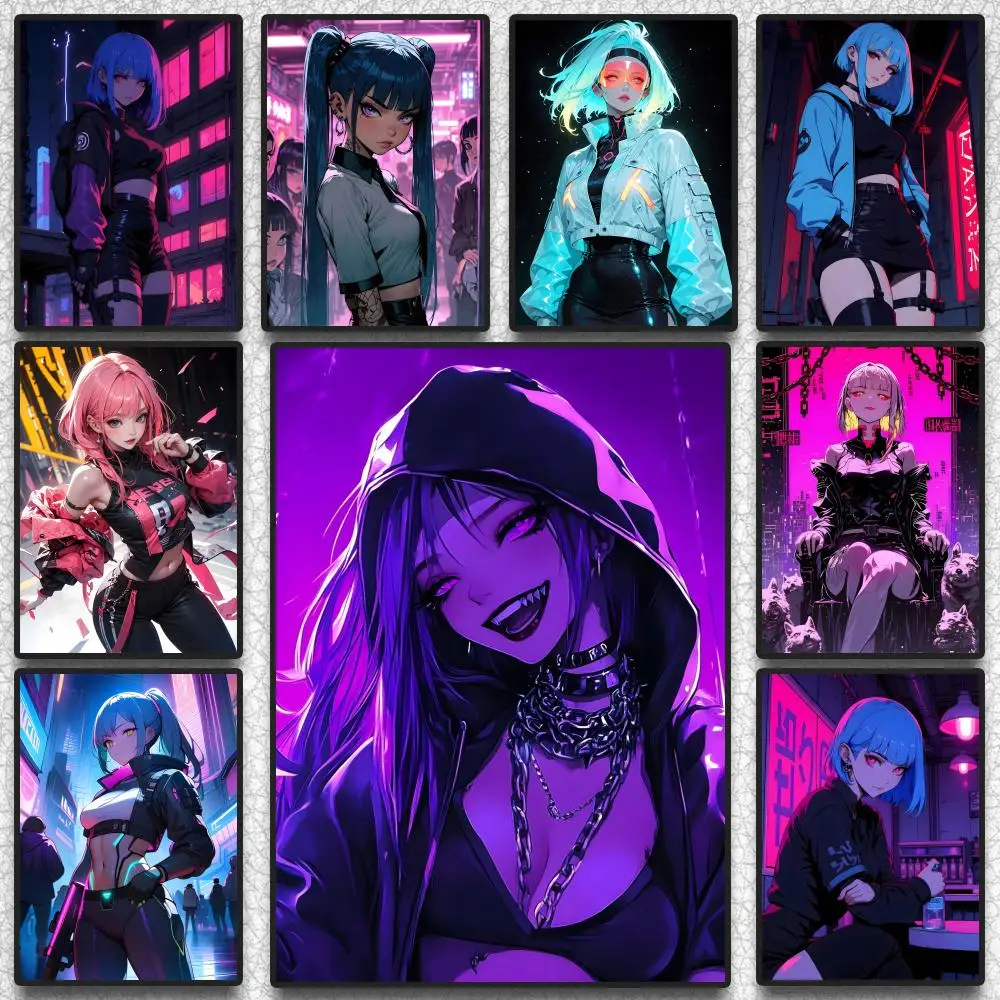 Anime-Mädchen Cooles Poster HD-Kunstposter Selbstklebend Wasserfest Wohnzimmer Schlafzimmer Ästhetische Dekoration