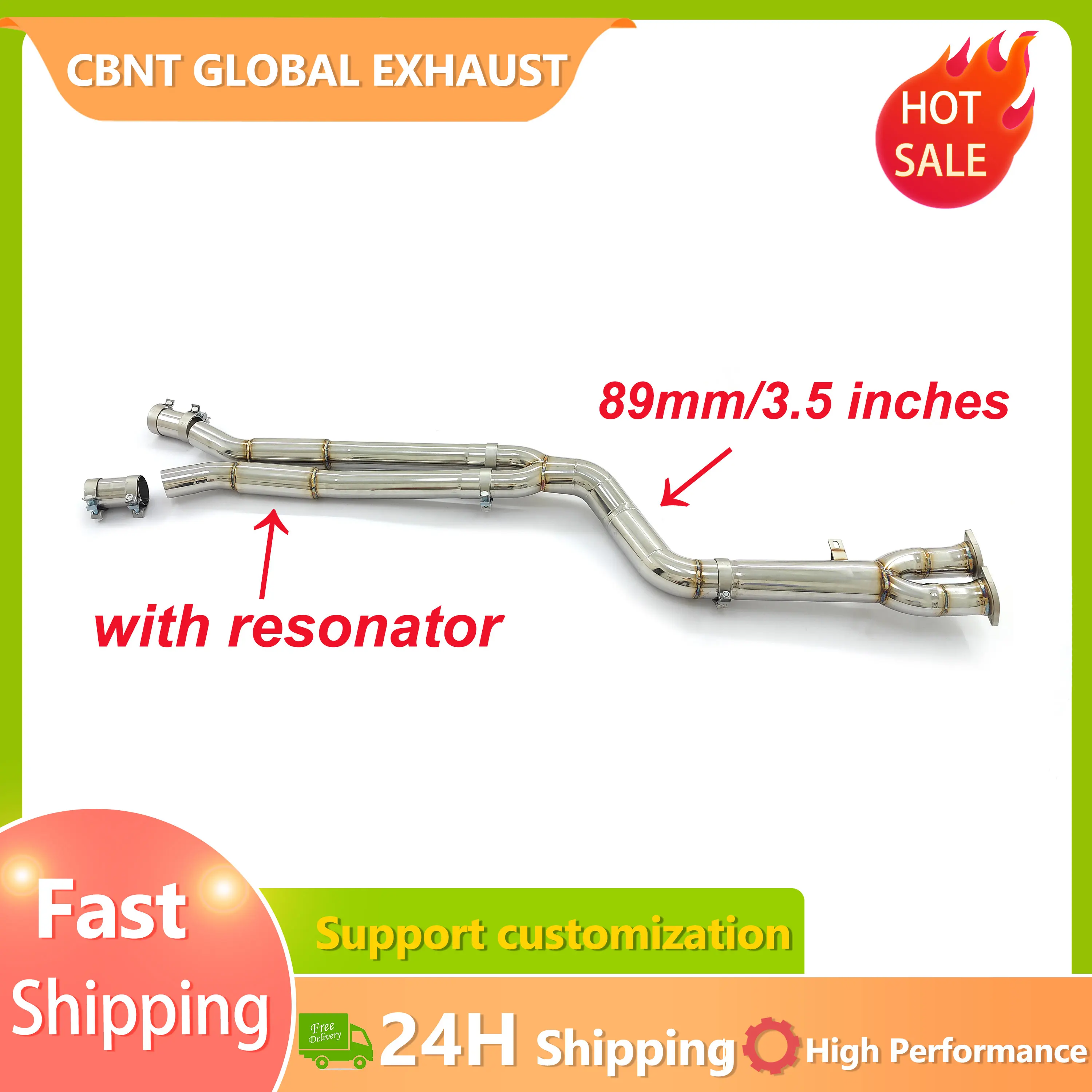 

CBNT Single Midpipe for BMW F97 X3M F98 X4M 3.0T 89MM/3.5 inche Exhaust Middlepipe Performanc 304 Stainless Steel Exhaust System