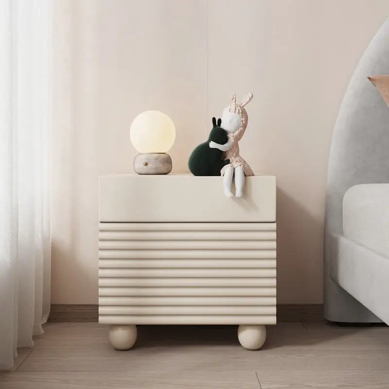 

Cream wind bedside table Modern simple bedroom Internet celebrity light luxury bedside storage cabinet Water-based paint