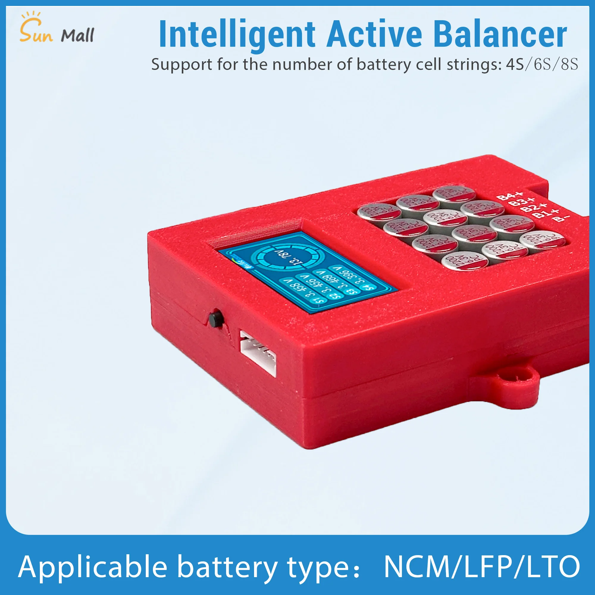 Heltecbms 4s 6s 8s Active Balancer with Voltage Display TFT Lipo/Lifepo4 Battery Voltage Tester 5A Energy Transfer Equalizer