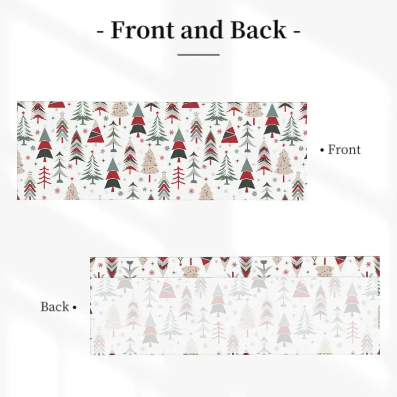 VIKAMA White Minimal Multi Color Pine Pattern Double Sided Christmas Short Window Curtain Modern Nordic Holiday Home Decor Soft