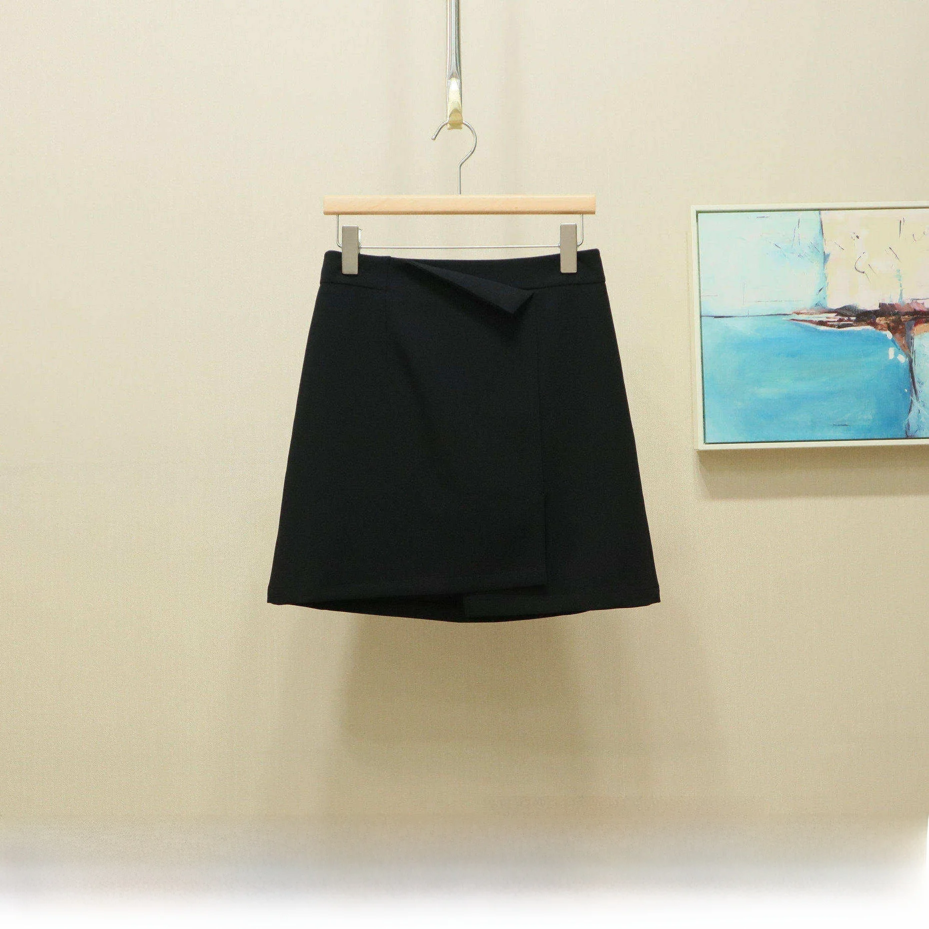 

Элегантная короткая юбка с высокой талией, новый летний стиль, женская модная юбка А-силуэта для офиса, однотонная, из полиэстеровой смеси