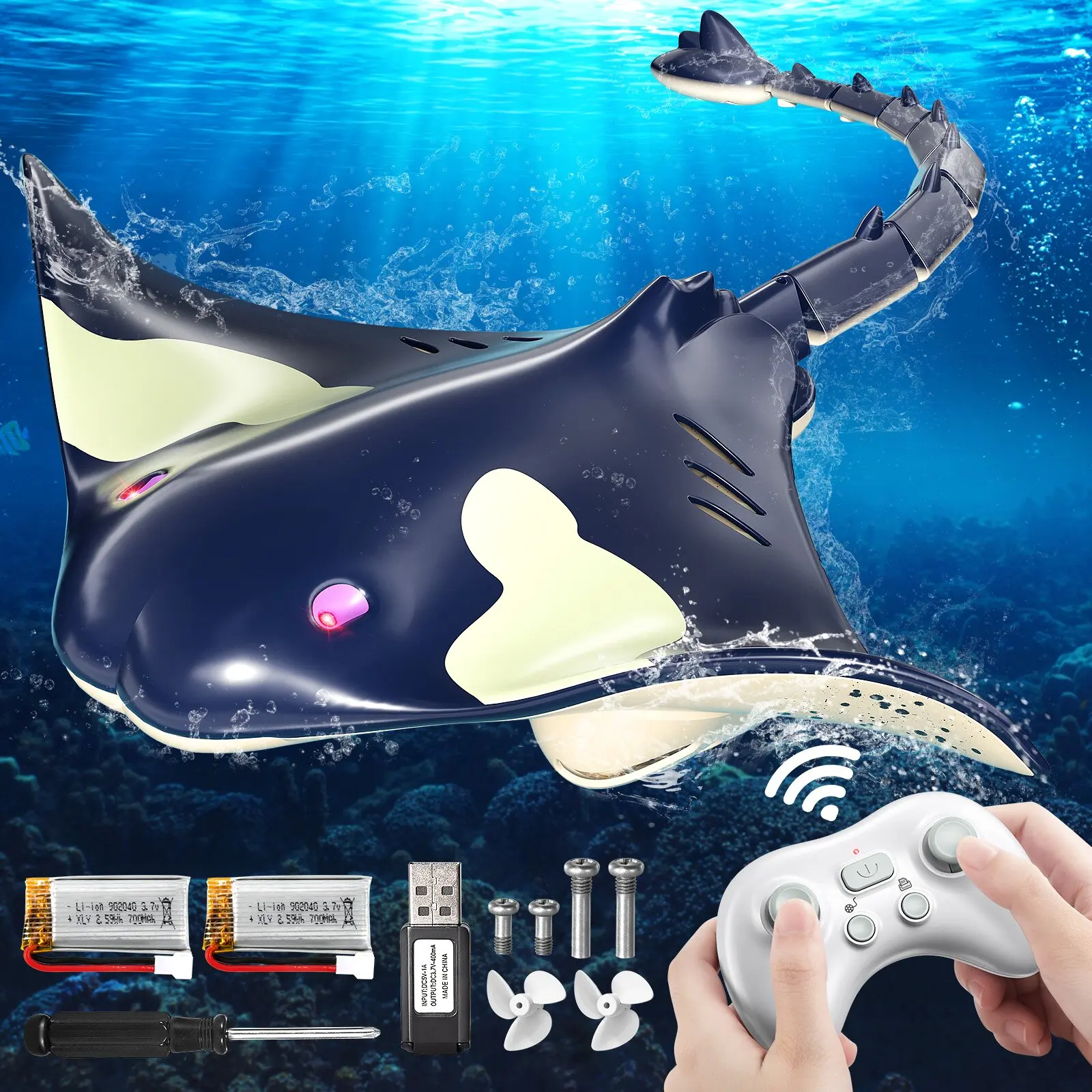 Remote Control Toy High Simulation Devil Ray for Pool Bathroom Great Gift Boat Toys for 3+ Year Old Boys and Girls