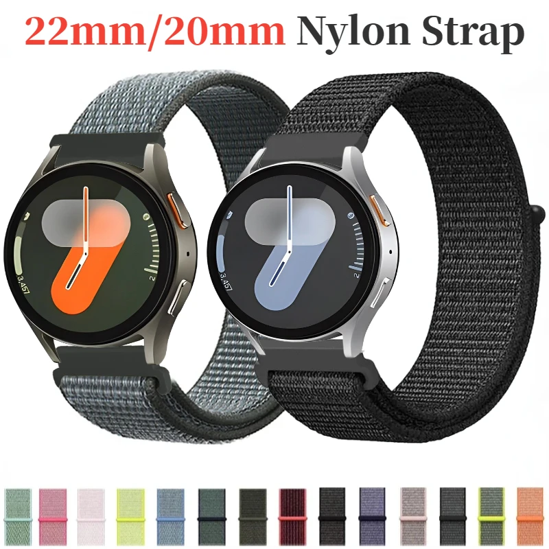 22mm 20mm Nylon Loop Strap for Samsung Galaxy Watch 7 6 5 4 Gear S3 Breathable wristband For Huawei Watch 4/GT3 Pro Amazfit GTR