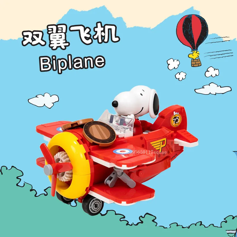 Snoopy blocos de construção onde ir série co quebra-cabeça brinquedo de construção ornamento de mesa montagem de partículas presente de aniversário das crianças