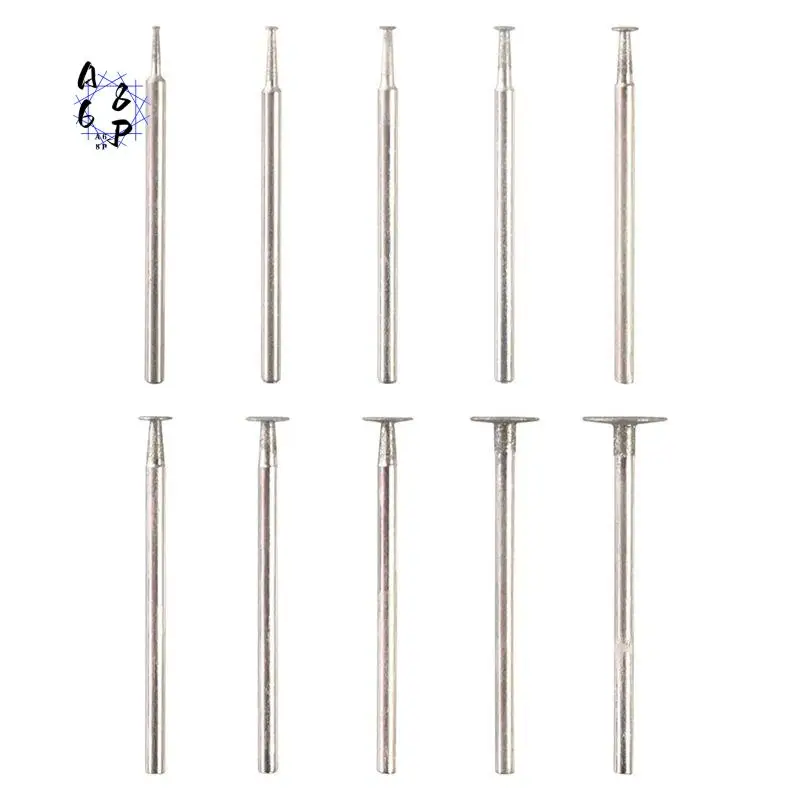A68P-10Pcs T Shape Burr - 3/32Inch Shank Mini Channel Cutting Burs Mounted Stone Carving Bits