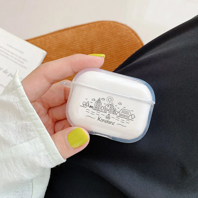 Simple Lines Dubai Paris New York Airpod Cases 3 for 2 1 Pro Pods Gen Air Pods Pro Cover City Case Earphone Box Coque