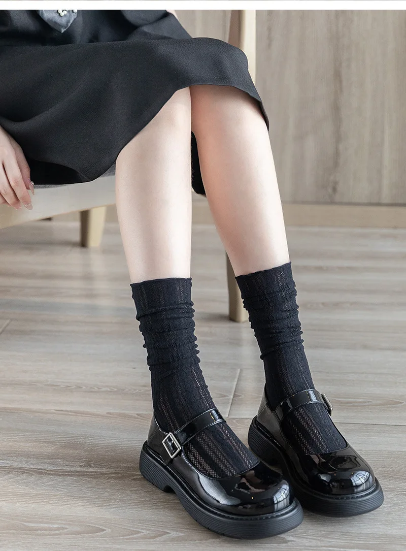 Sexy Women Socks Retro Lace Floral Mesh Lolita Cute Sock Thin Middle Tube Transparent Socks Girl Sweet Breathable Designer Socks image 6