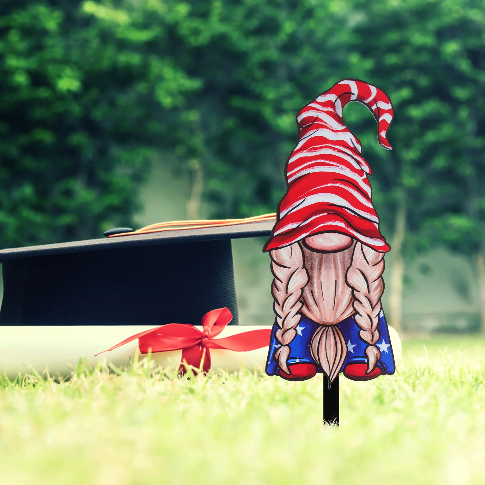 

Garden Yard Decorations Gnome Signs Acrylic Stakes Durable Fashionable Lawn nament Independence Day Party Supplies