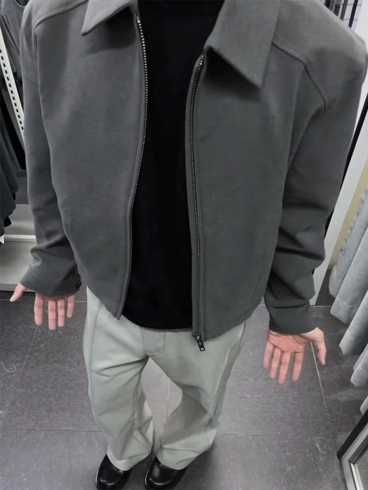 

Cleanfit ort Padded oulder Baseball Jaet Men's Spring Autumn Trendy High-End Feel Flip-Collar Coat Youthful Energy